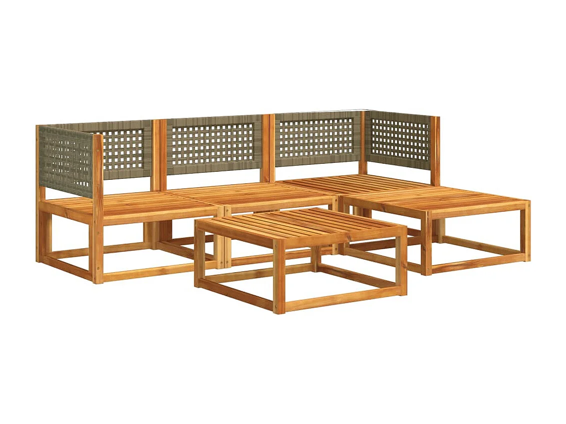 5 pcs conjunto de sofás de jardim com almofadões acácia maciça