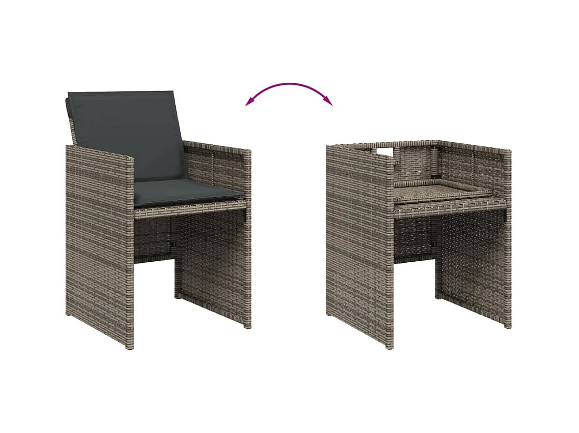 17-tlg. Garten-Essgruppe mit Kissen Grau Poly Rattan