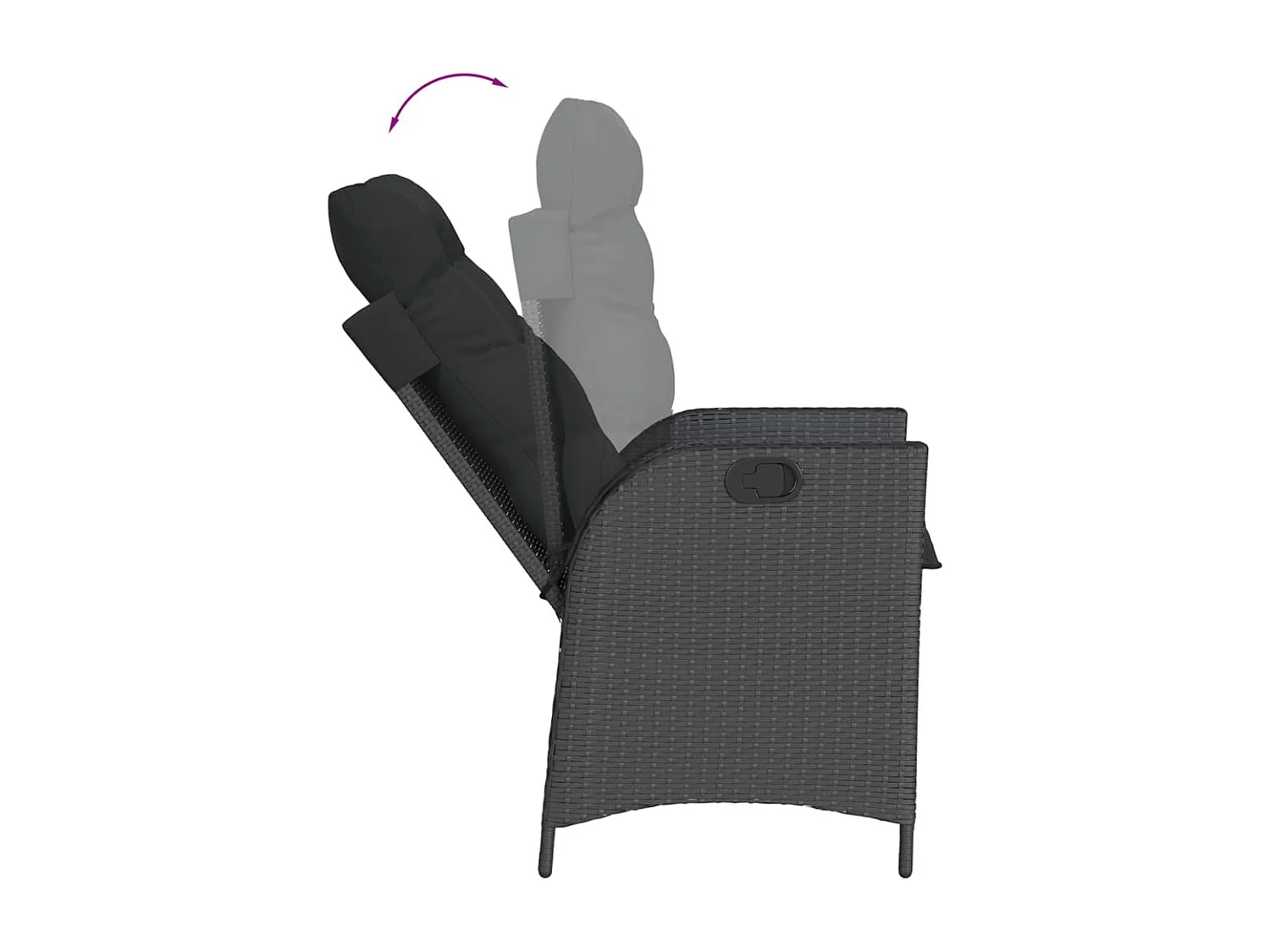 Set de comedor de jardín 7 pzas y cojines ratán sintético negro