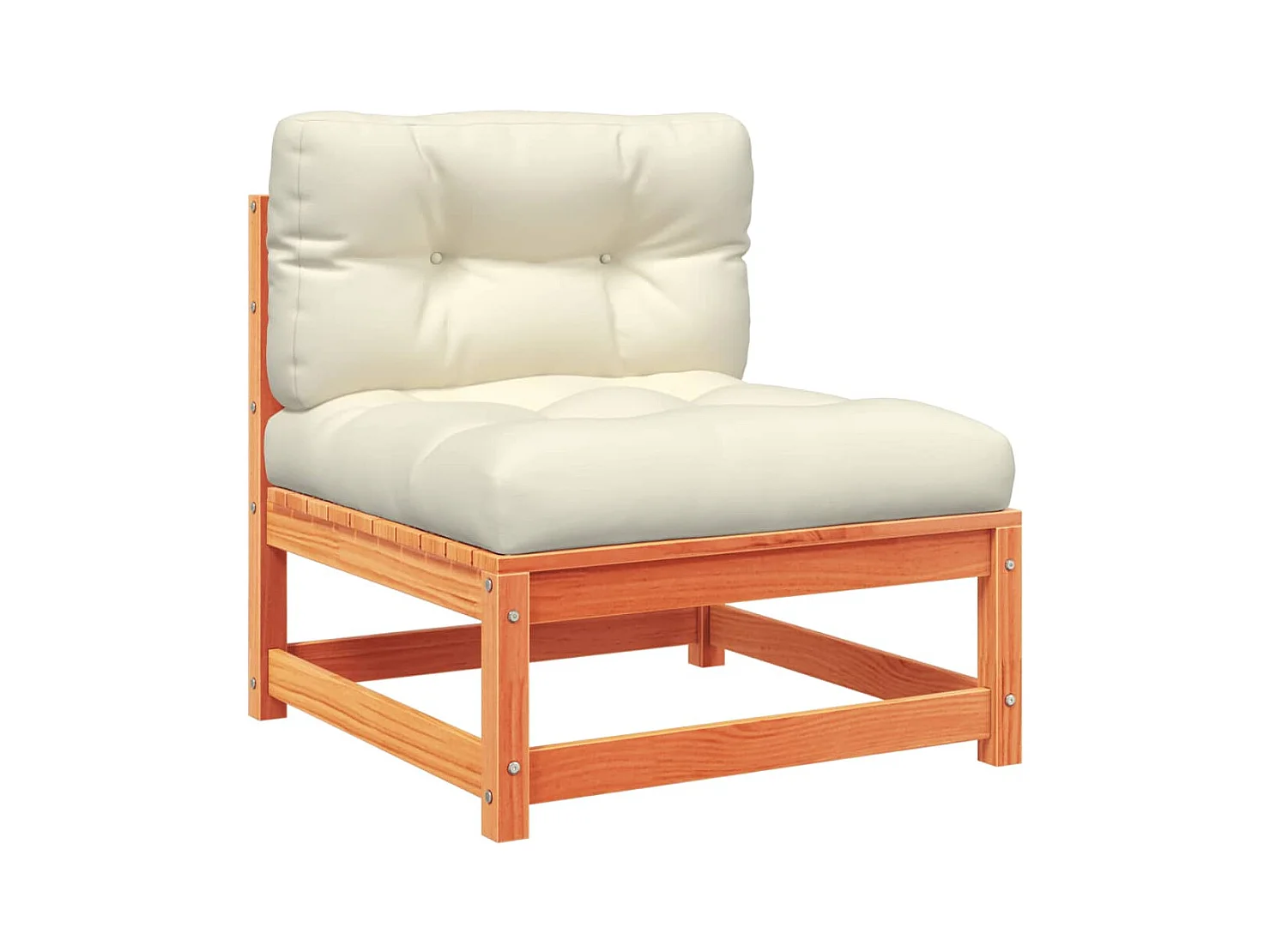 Salon de jardin 7 pcs avec coussins cire marron bois pin massif