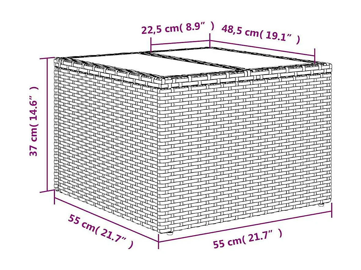 7 pcs conj. sofás jardim com almofadões vime PE cinzento-claro