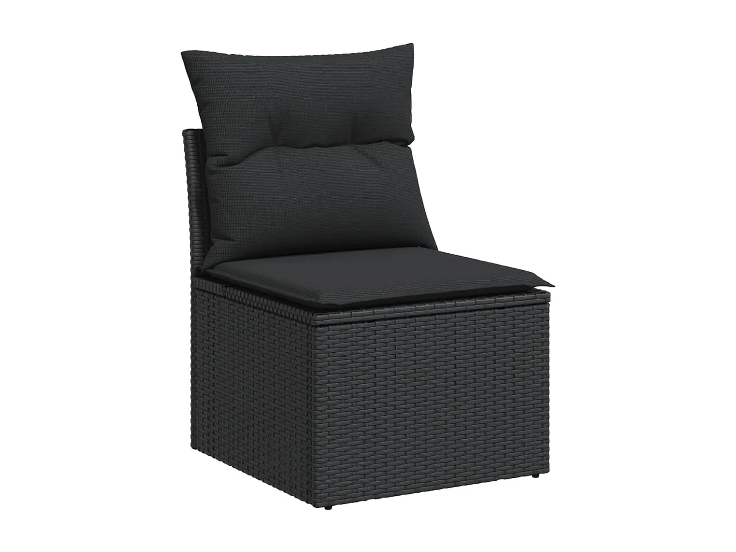 6-delige Loungeset met kussens poly rattan zwart