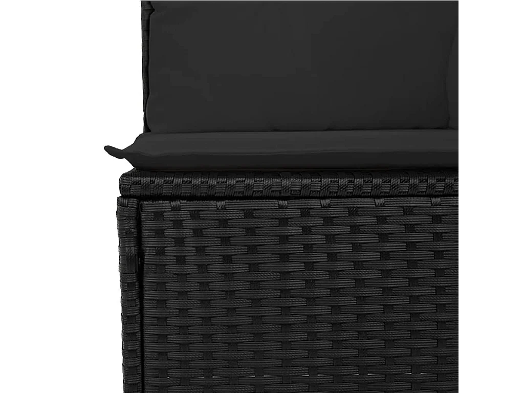 6-delige Loungeset met kussens poly rattan zwart