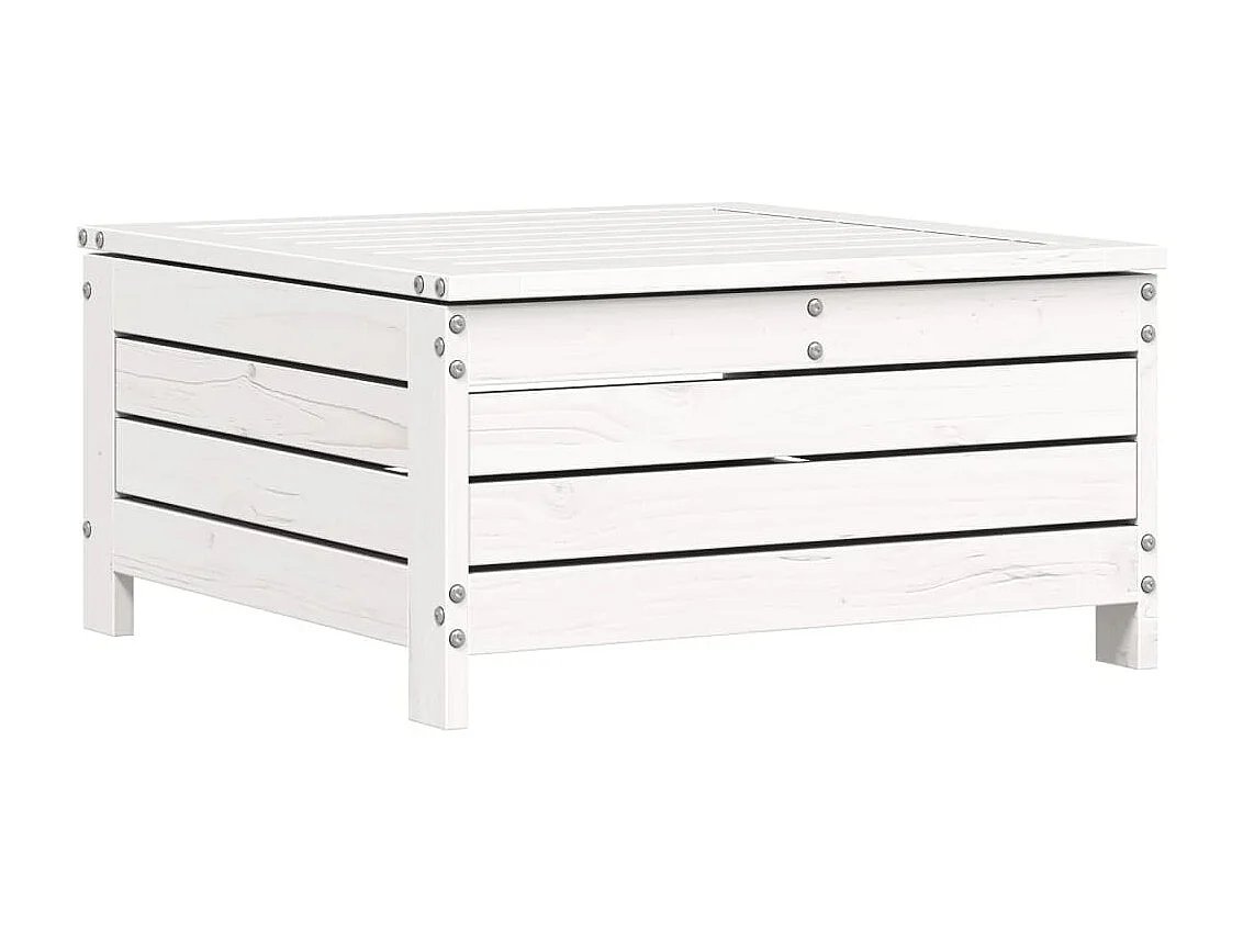 Set Divani da Giardino 7 pz Bianco in Legno Massello di Pino