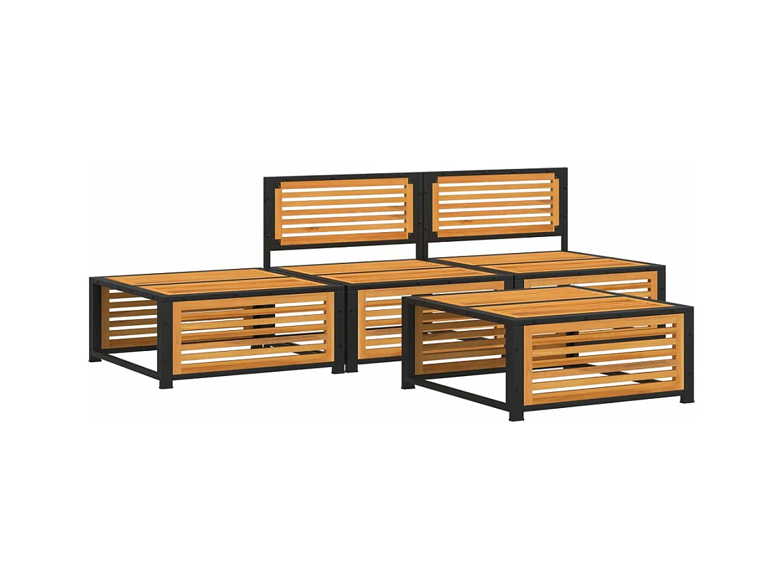 4-delige Loungeset met kussens massief acaciahout