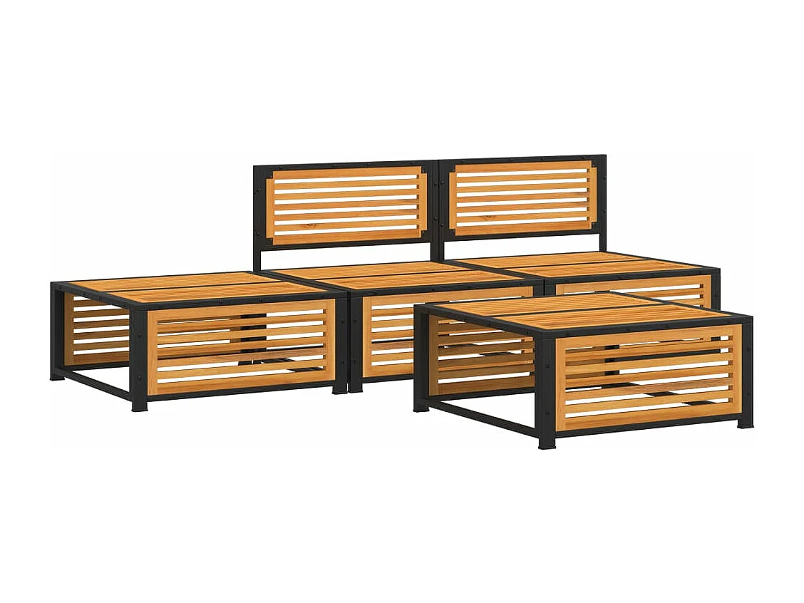 4-tlg. Garten-Sofagarnitur mit Kissen Massivholz Akazie