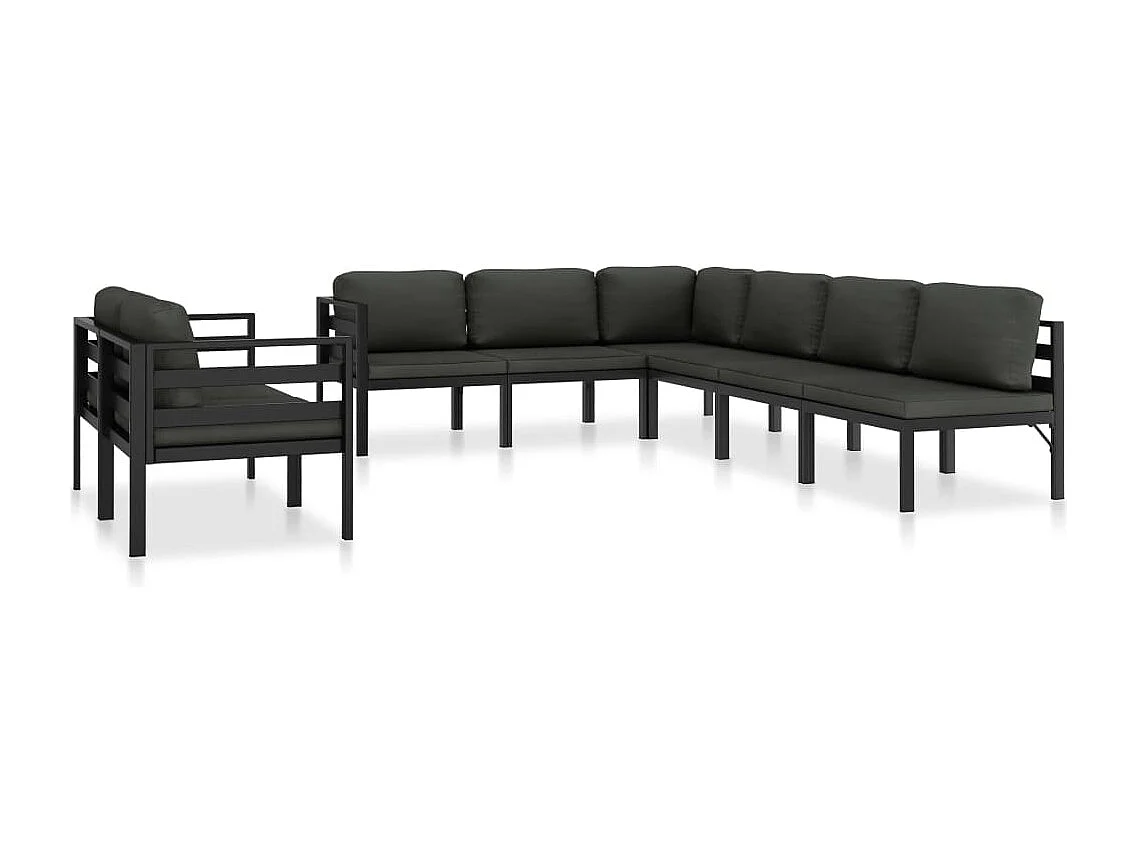 8-delige Loungeset met kussens aluminium antraciet