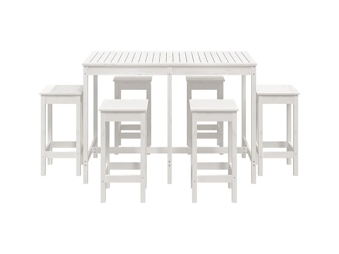 Ensemble de bar de jardin 7 pcs blanc bois de pin massif