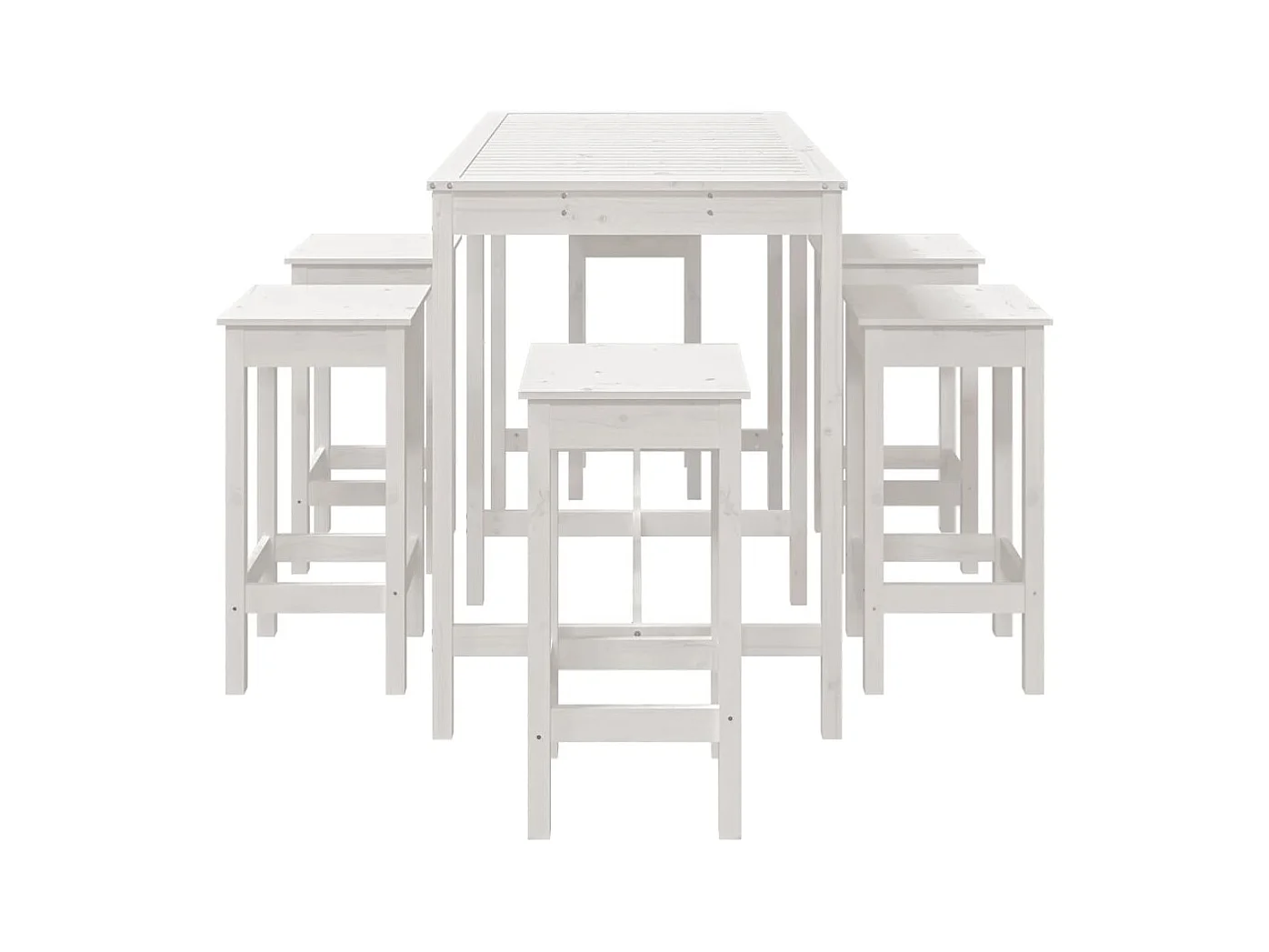 Ensemble de bar de jardin 7 pcs blanc bois de pin massif