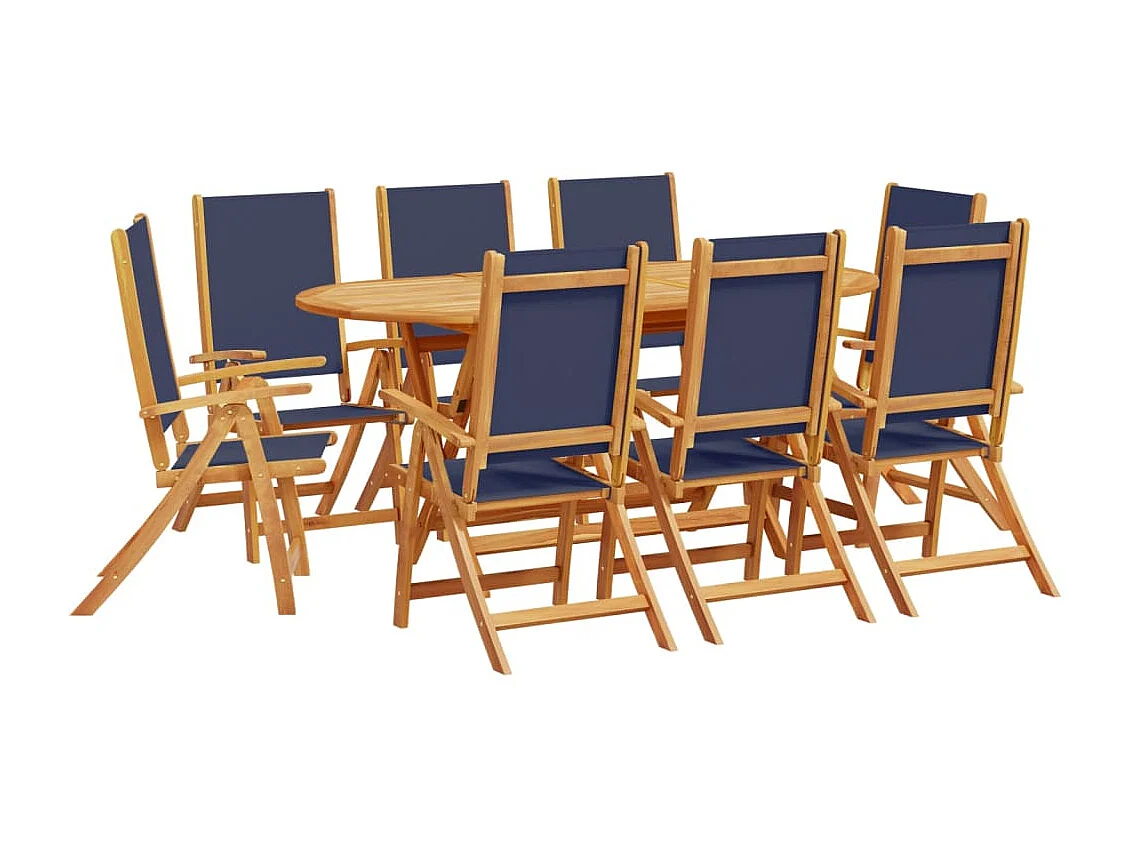 Ensemble à manger de jardin 9pcs bois d'acacia solide textilène