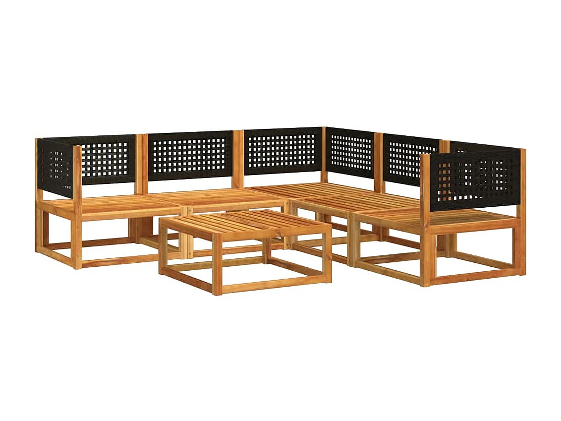 Salon de jardin avec coussins 6 pcs bois d'acacia solide