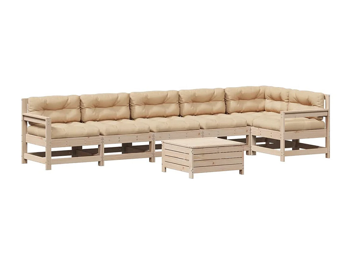 Set Salotto Giardino 7 pz Cuscini Antracite Legno Massello Pino