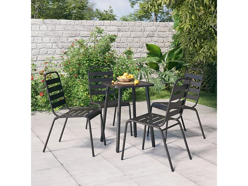 Set da Pranzo da Giardino 5 pz in Acciaio Antracite