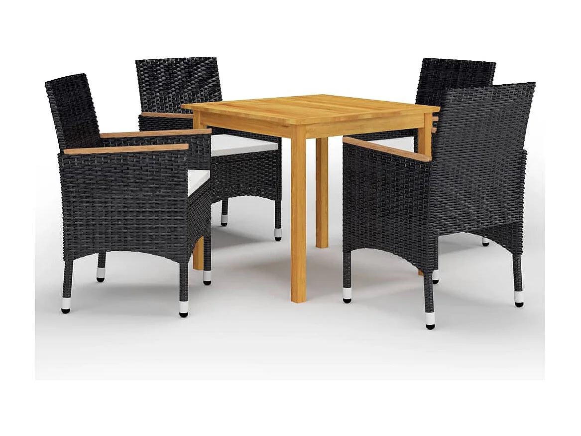 Ensemble à manger de jardin 5 pcs Noir