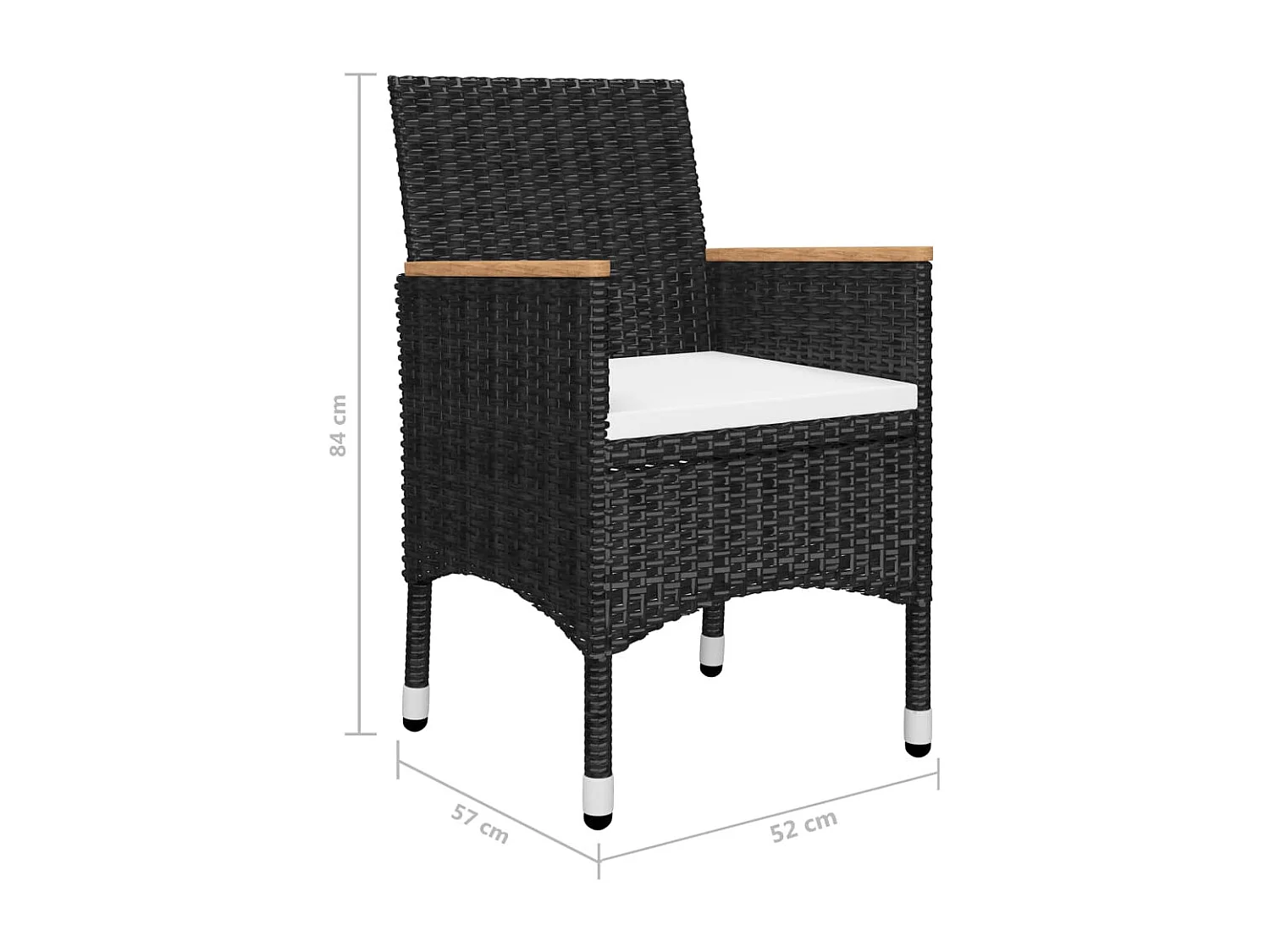 Ensemble à manger de jardin 5 pcs Noir