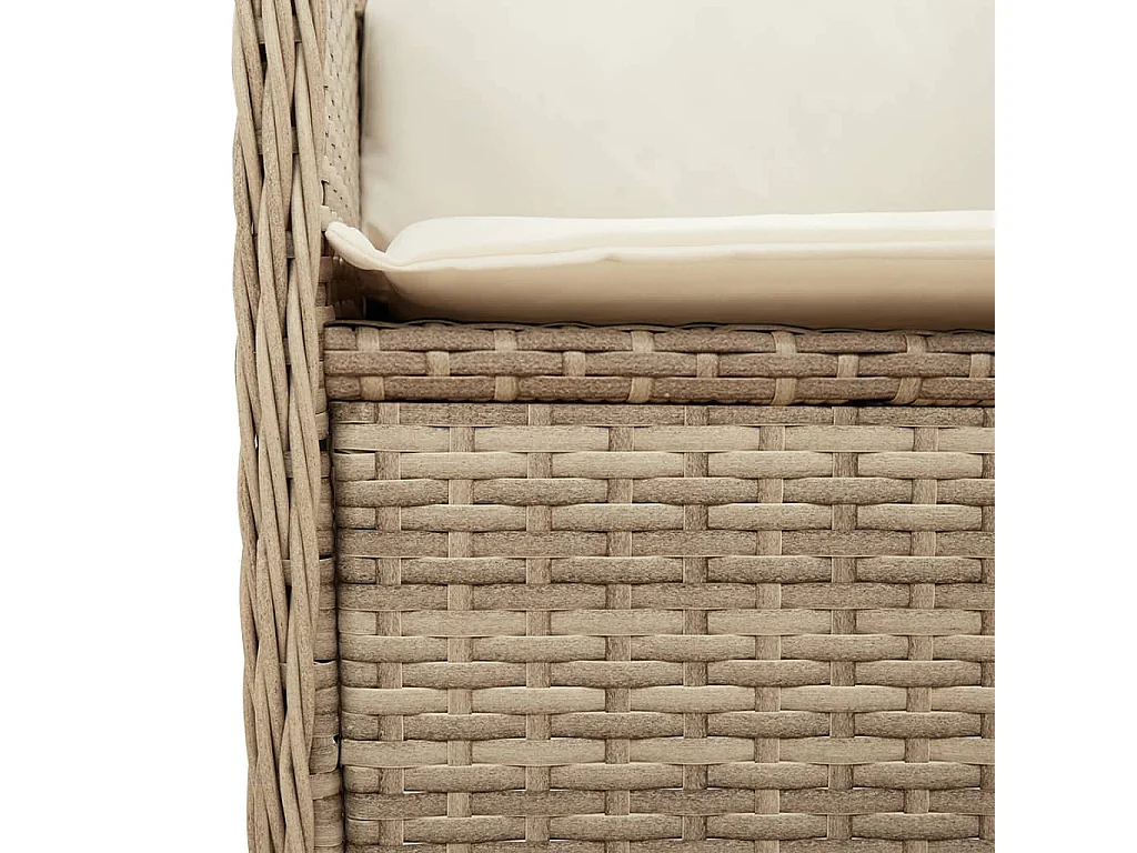 3 pcs conjunto lounge de jardim com almofadões vime PE bege