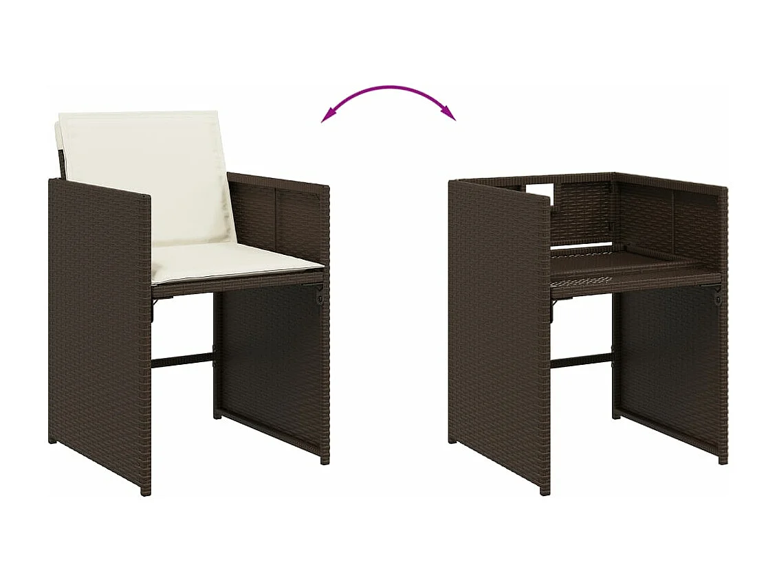 Ensemble à manger de jardin et coussins 7 pcs marron rotin