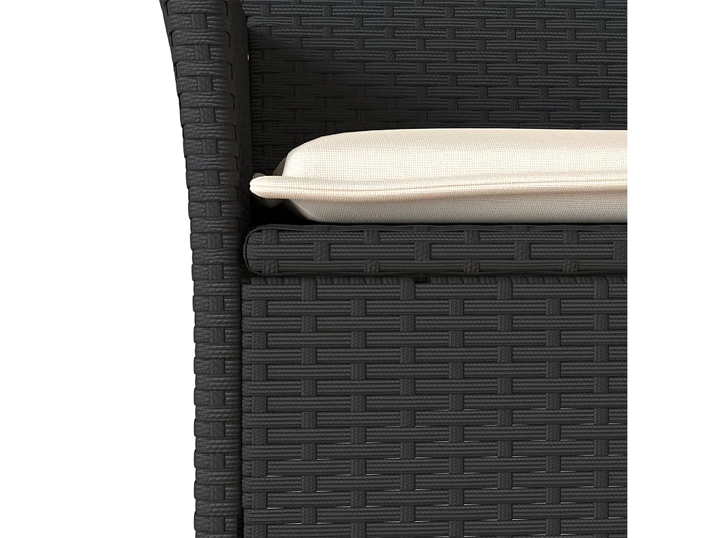 3 pcs conjunto de bistrô com almofadões vime PE/vidro preto