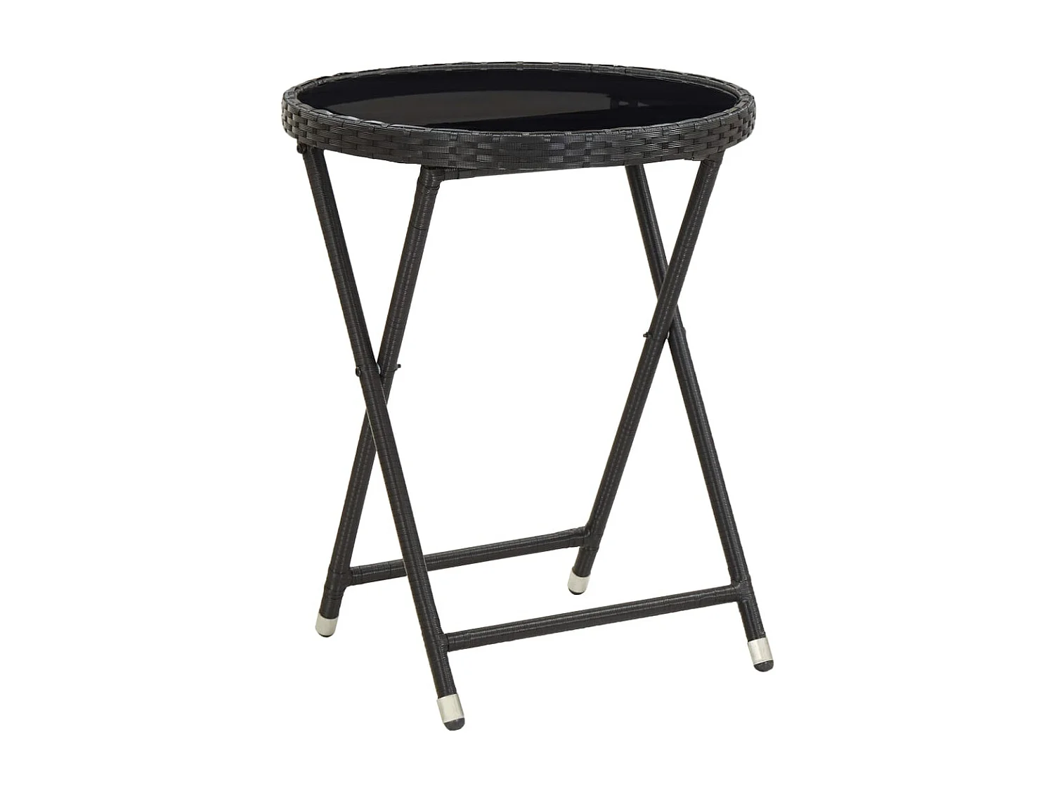 3 pcs conjunto de bistrô com almofadões vime PE/vidro preto