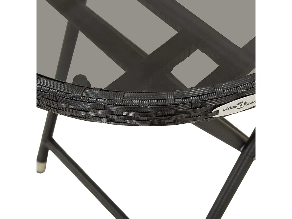 3 pcs conjunto de bistrô com almofadões vime PE/vidro preto