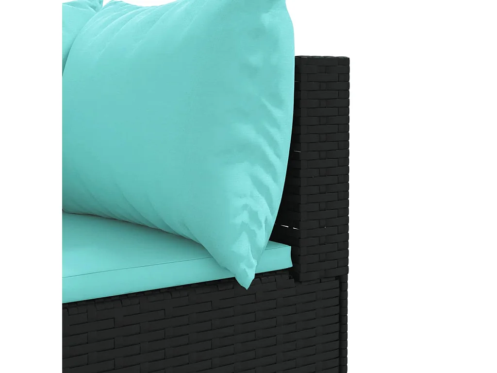 6-tlg. Garten-Lounge-Set mit Kissen Schwarz Poly Rattan