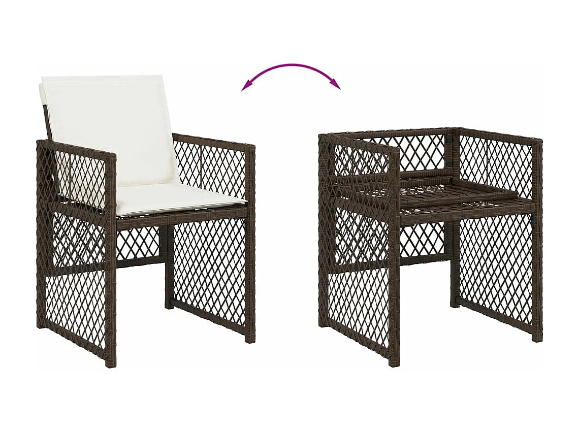 Set de muebles jardín 17 pzas y cojines ratán sintético marrón