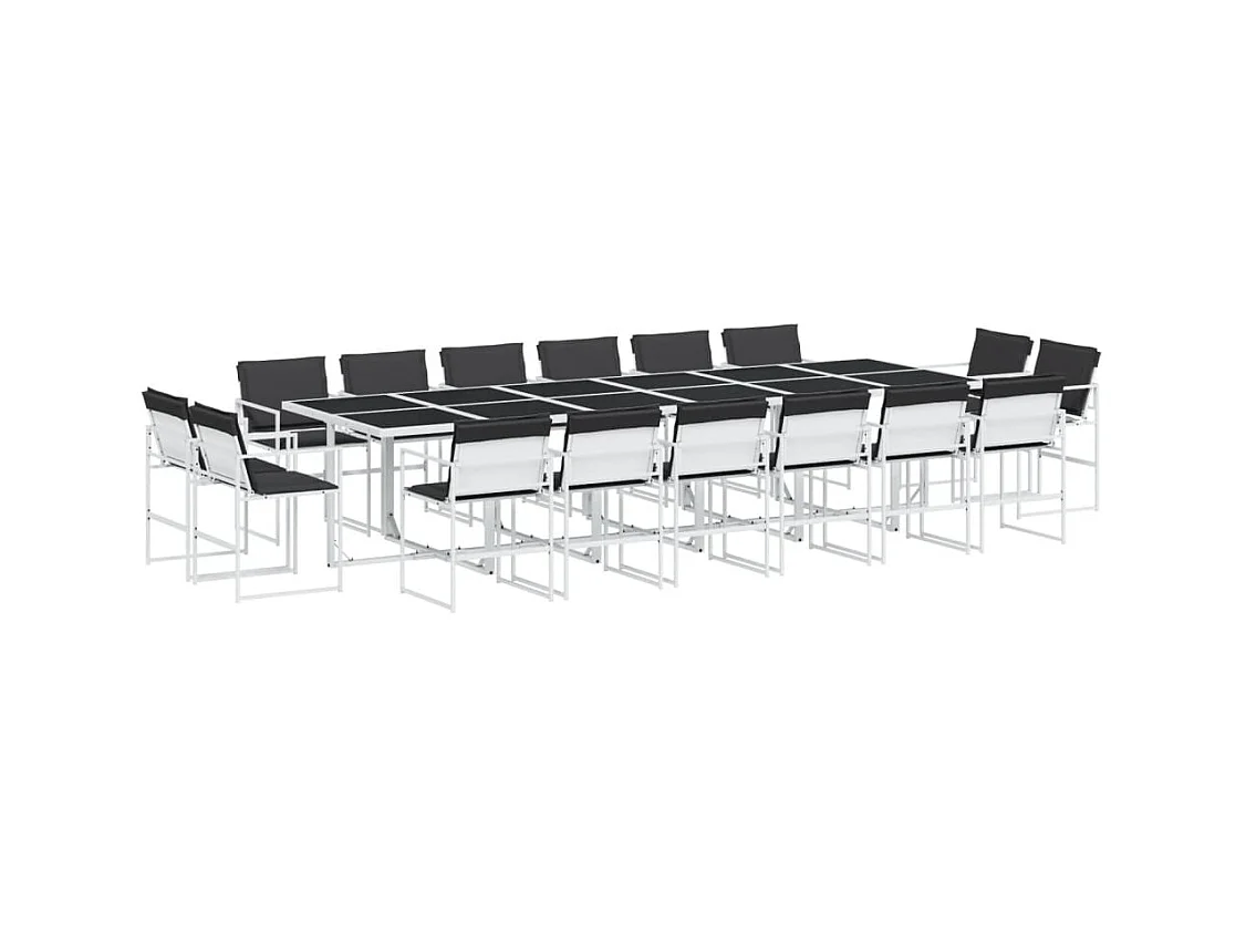 Ensemble à manger de jardin avec coussins 17pcs blanc textilène