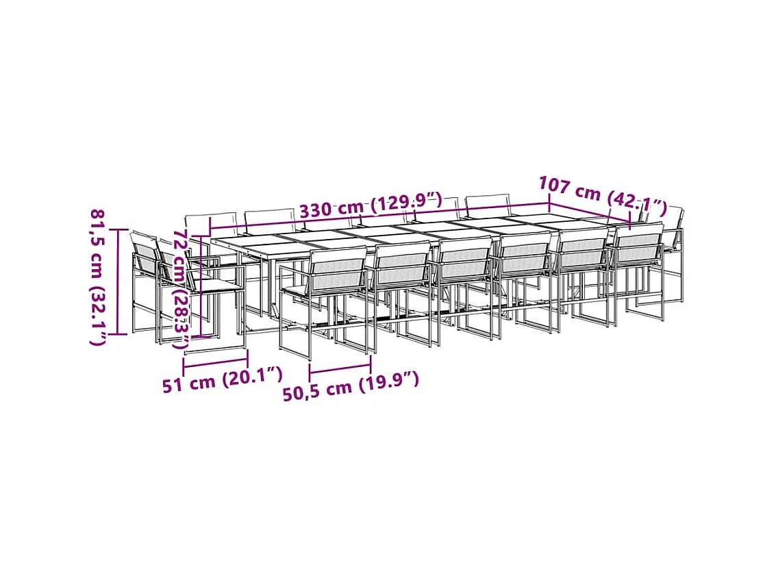 Ensemble à manger de jardin avec coussins 17pcs blanc textilène