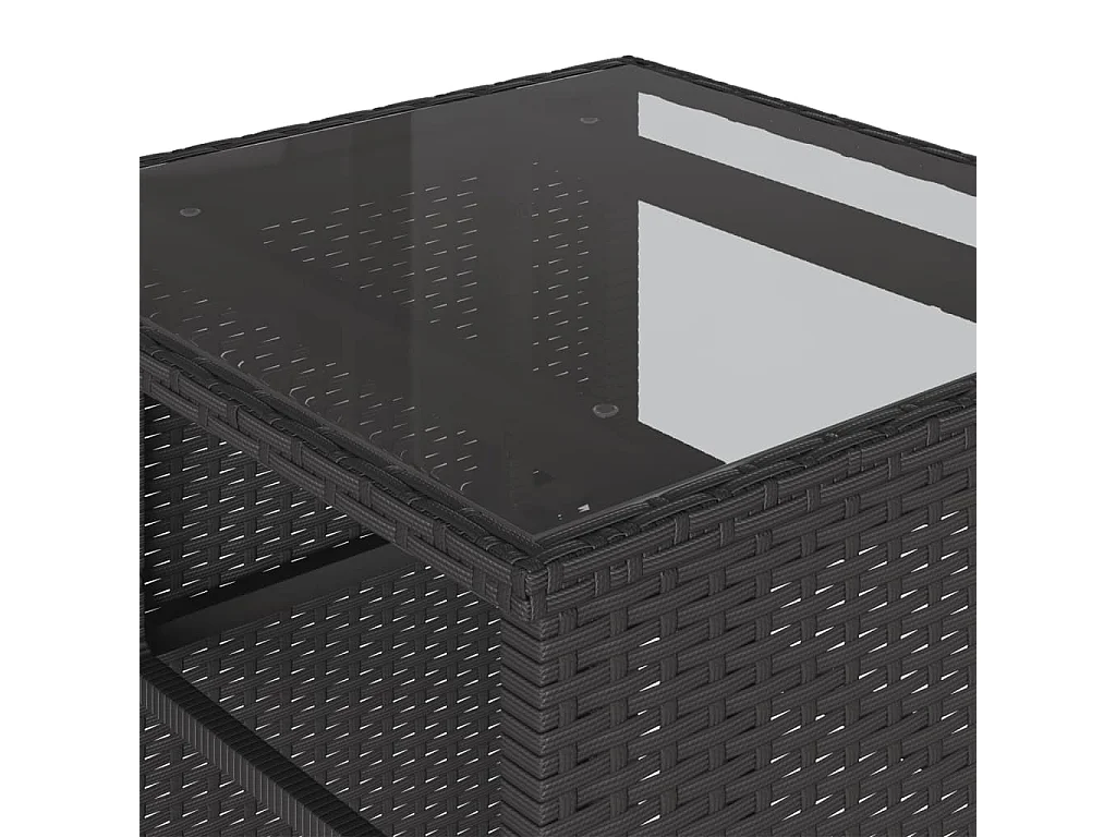 Set da Bistrò 3 pz con Cuscini Nero in Polyrattan