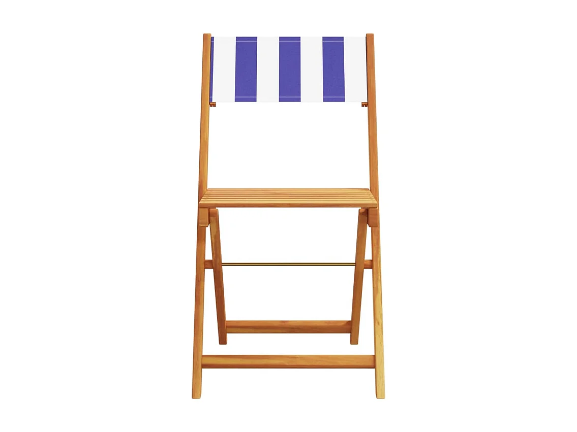 5pcs conj. jantar p/ jardim tecido/madeira maciça azul e branco