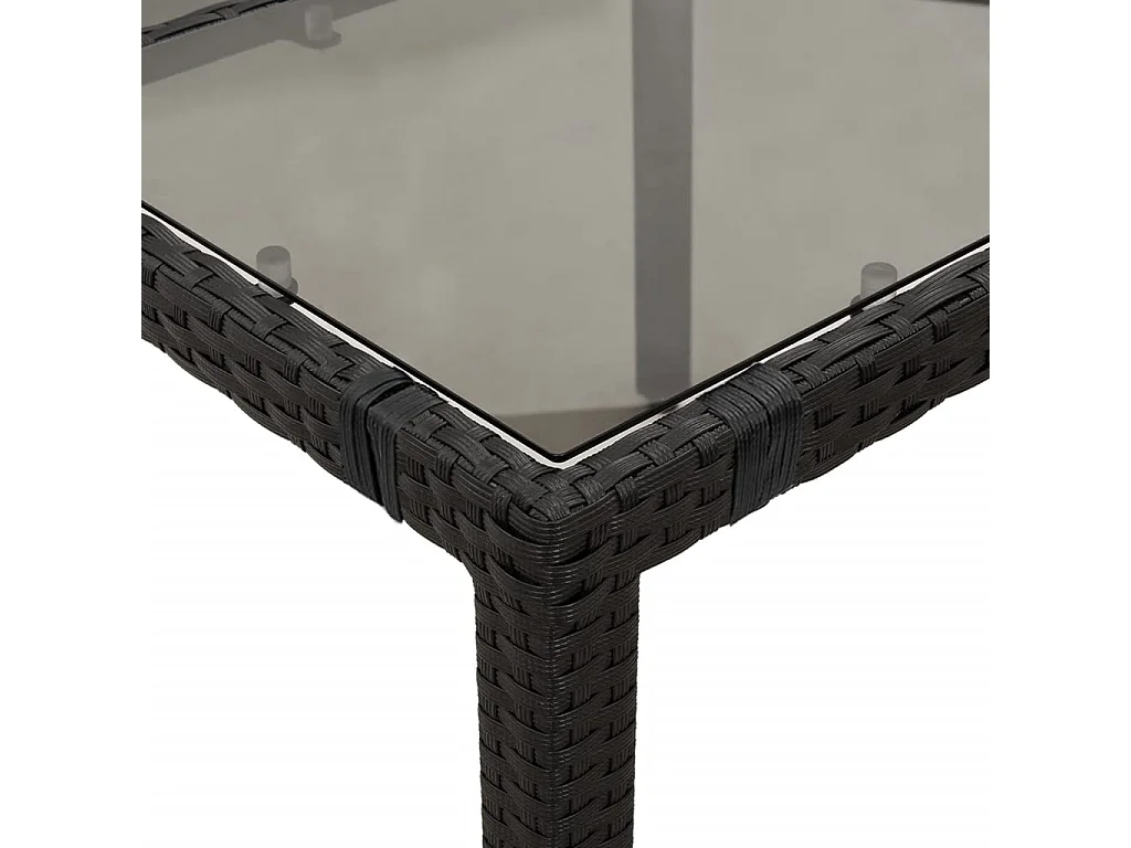 Set de mesa y sillas de jardín 9 pzas y cojines ratán PE negro