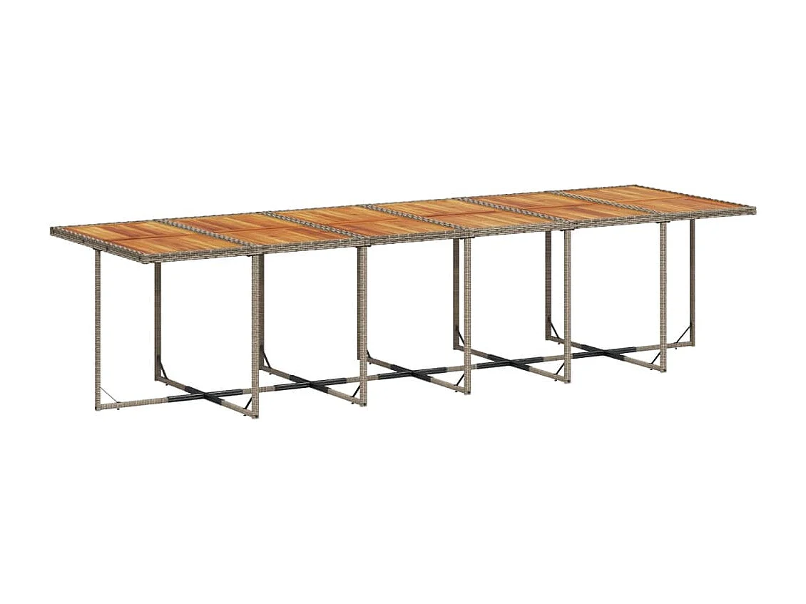 Set da Pranzo da Giardino 17pz con Cuscini Grigio in Polyrattan