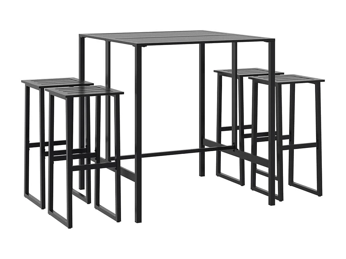 Ensemble de bar de jardin 5 pcs noir acier enduit de poudre