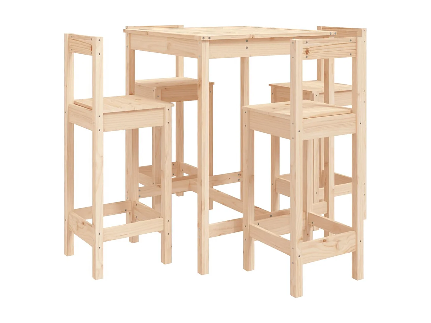 5 pcs conjunto de bar para jardim pinho maciço