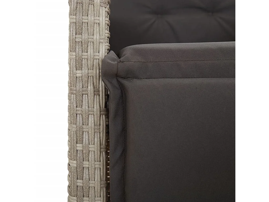 Set Pranzo da Giardino 5pz con Cuscini Grigio Chiaro Polyrattan