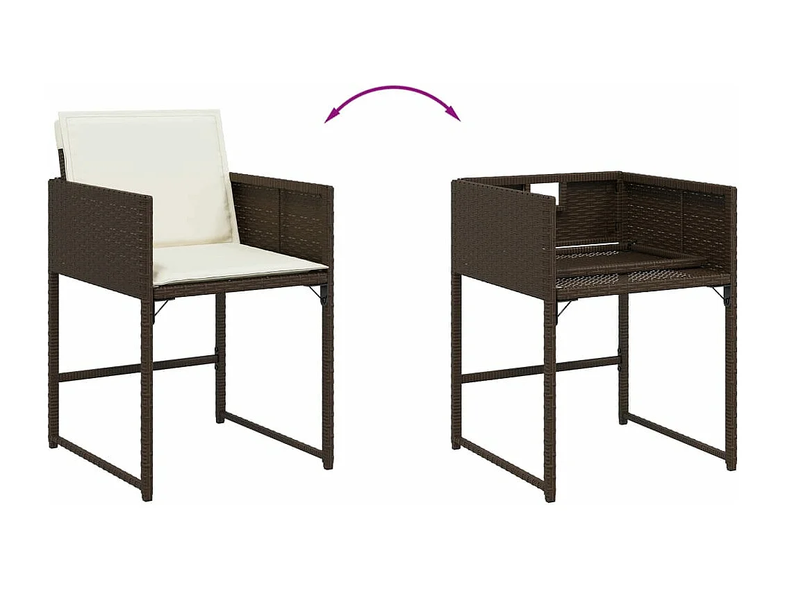 Ensemble à manger de jardin et coussins 9 pcs marron poly rotin