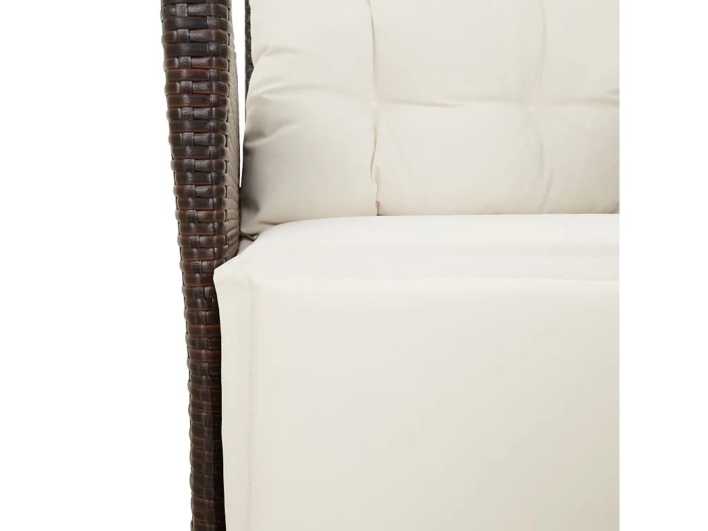 Ensemble à manger de jardin et coussins 9 pcs marron poly rotin