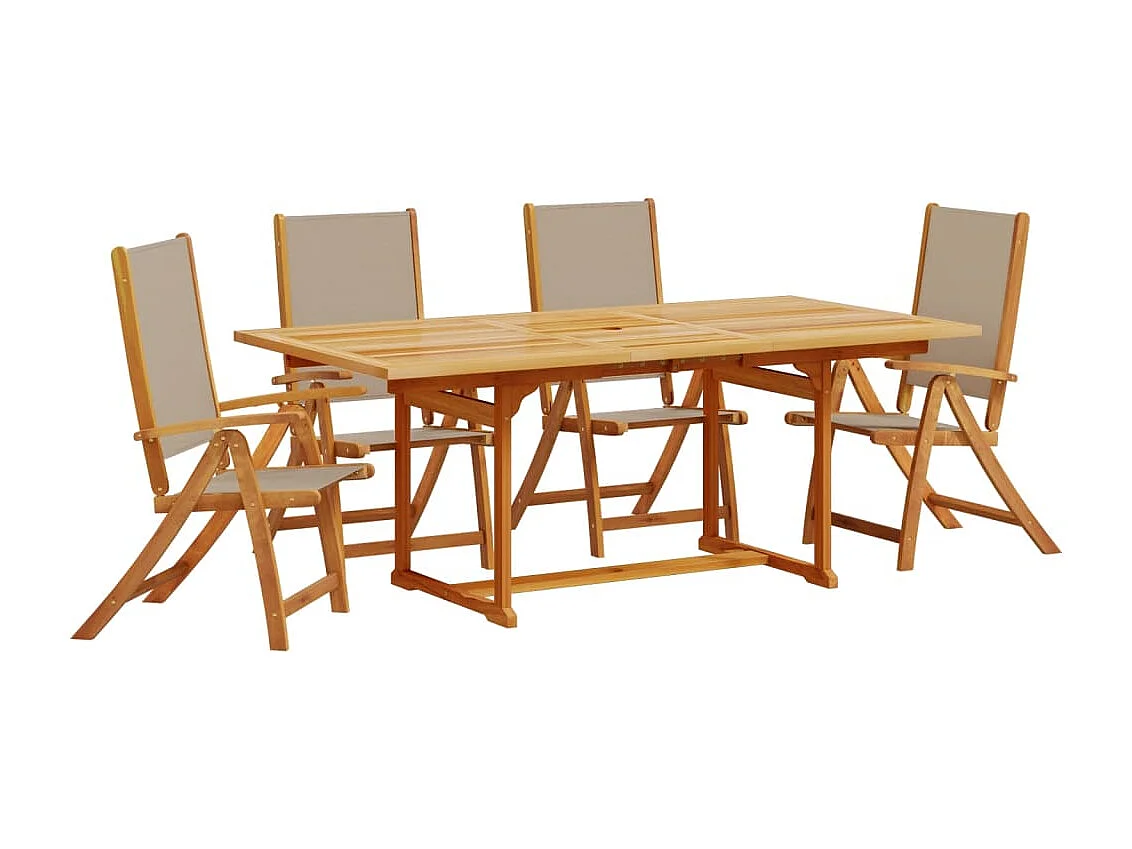 Ensemble à manger de jardin 5pcs bois d'acacia solide textilène
