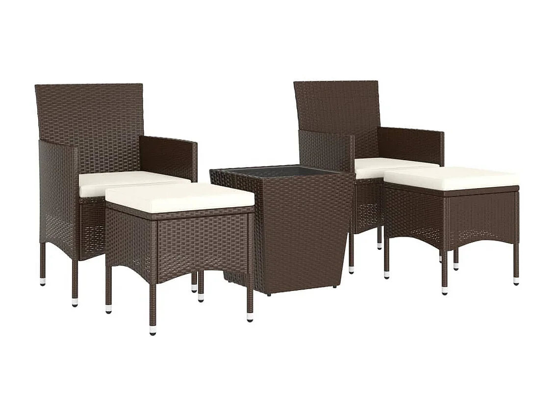 Ensemble de bistro de jardin 5 pcs poly rotin et verre trempé