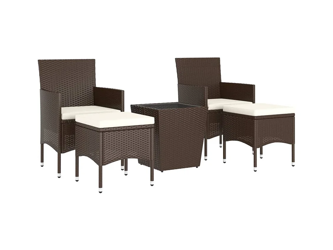 5-tlg. Bistro-Set Poly-Rattan und Hartglas Braun