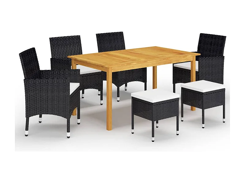 Ensemble à manger de jardin 7 pcs Noir