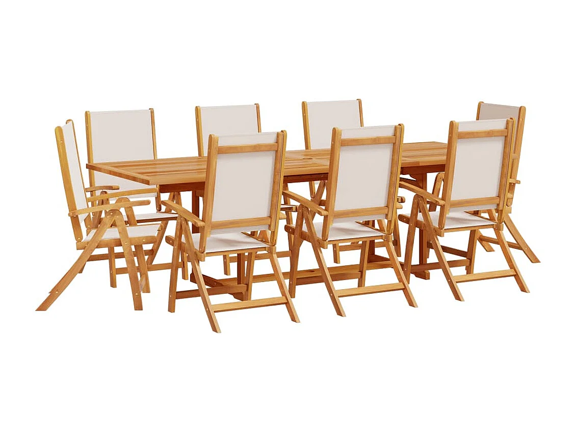 Ensemble à manger de jardin 9pcs bois d'acacia solide textilène