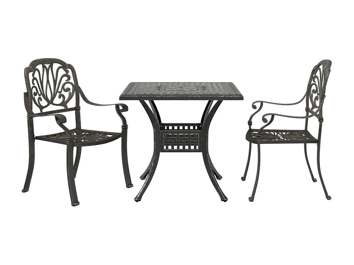 3-tlg. Bistro-Set Bronzen Aluminiumguss