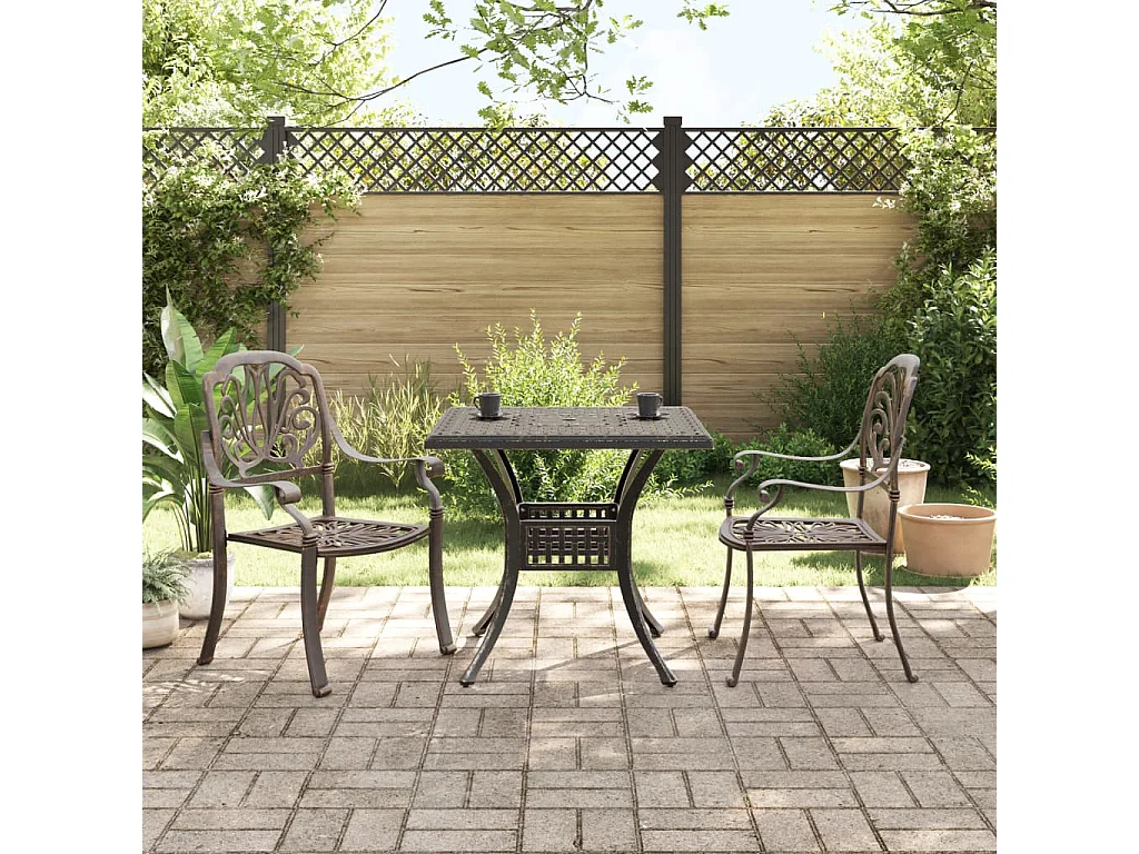 3-tlg. Bistro-Set Bronzen Aluminiumguss