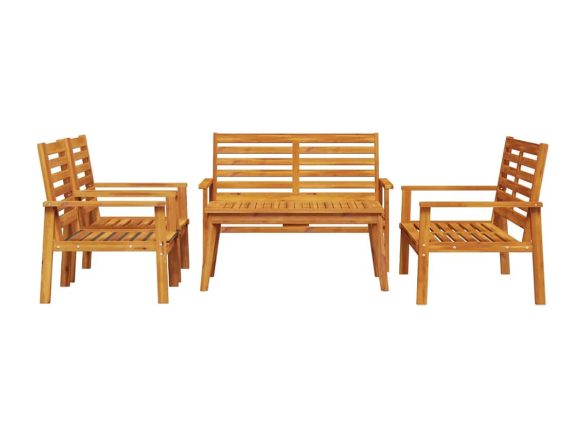 Salon de jardin 5 pcs bois d'acacia solide
