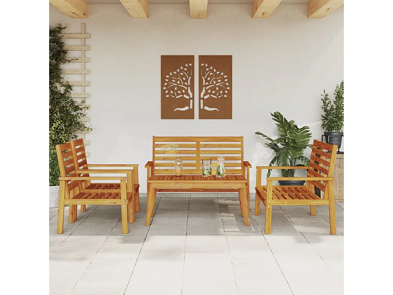 Salon de jardin 5 pcs bois d'acacia solide