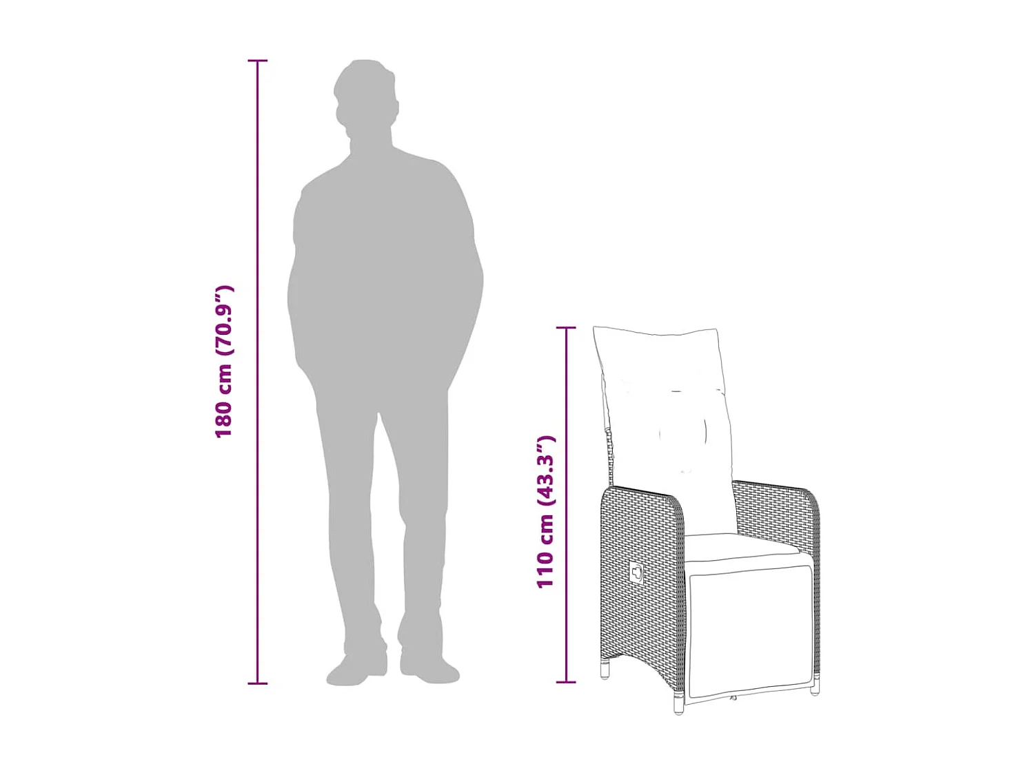 Set de mesa y sillas de jardín 7 pzas y cojines ratán PE negro