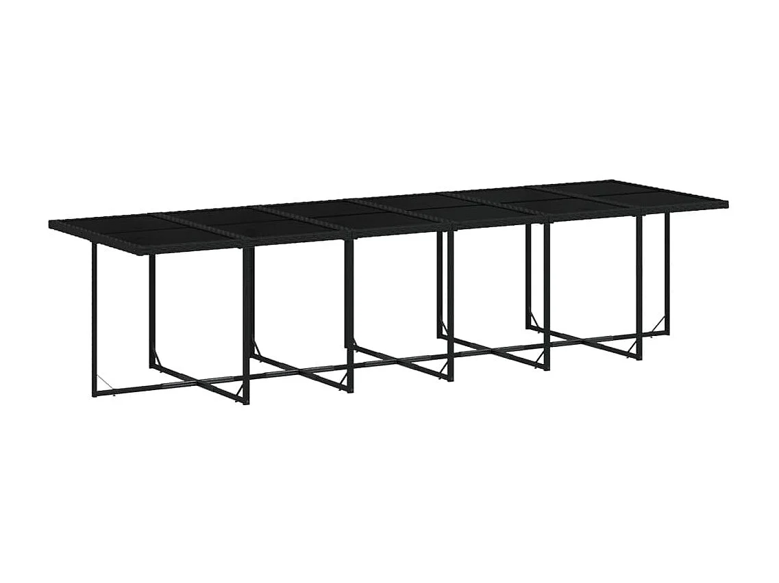 Set da Pranzo da Giardino 13pz con Cuscini Nero in Polyrattan