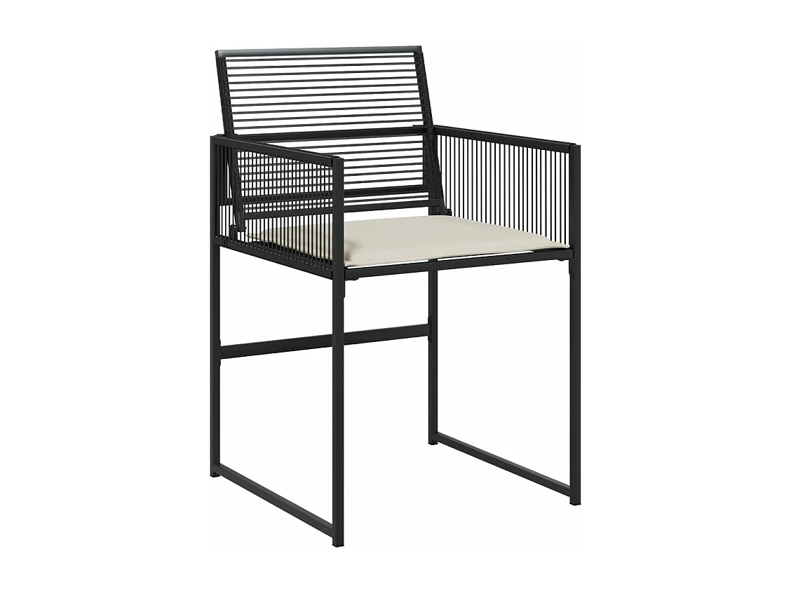 Set da Pranzo da Giardino 5 pz Nero con Cuscini in Polyrattan