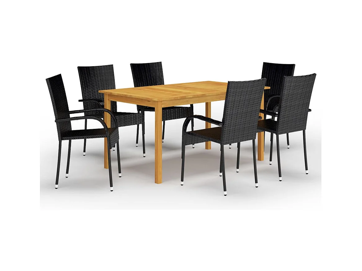 Ensemble à manger de jardin 7 pcs Noir